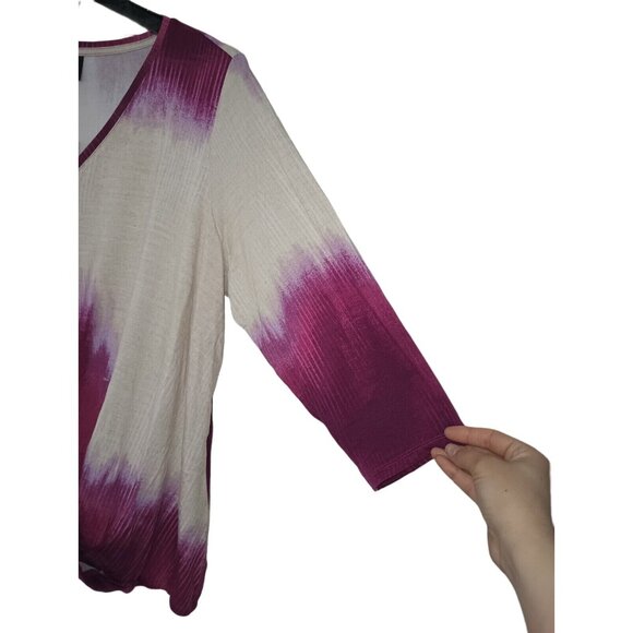 JM Collection Orchid Sunrise Purple & White Blouse Size 0X $64.50 - Picture 4 of 4